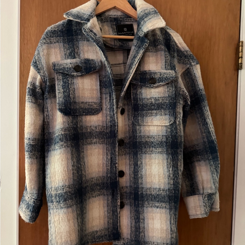 Blue and Cream Plaid Jacket